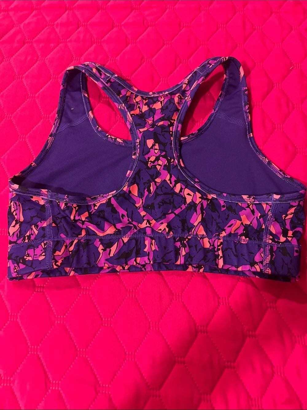 Nike Women's Purple & Pink Patterned Racerback Bikini Top